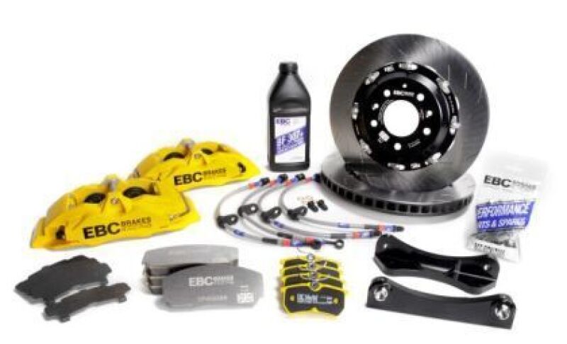 EBC Racing 2019+ Toyota GR Supra Yellow Apollo-6 Calipers 355mm Rotors Front Big Brake Kit