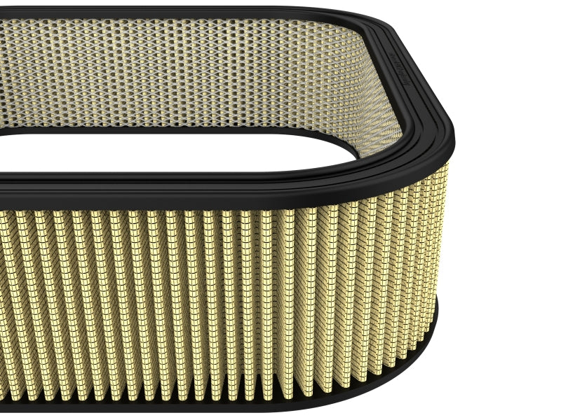 Custom air filter by AFE Magnum FLOW, measuring 20.6 inches square and 5.7 inches high, featuring expanded metal design.