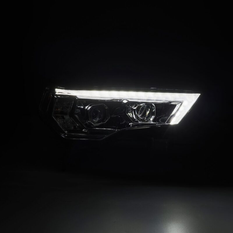 AlphaRex 14-22 Toyota 4Runner PRO-Series projector headlights in black with sequential signals and daytime running lights.