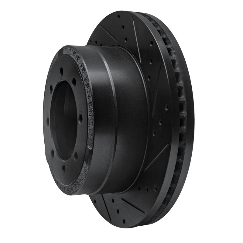 R1 11-22 Ford F-350 Super Duty 2WD Rear Right Drilled & Slotted Black Brake Rotor