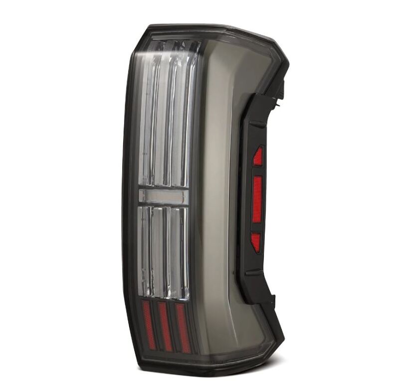 AlphaRex NOVA-Series black LED tail light for 22-24 Toyota Tundra, featuring a sleek design and prismatic lens.