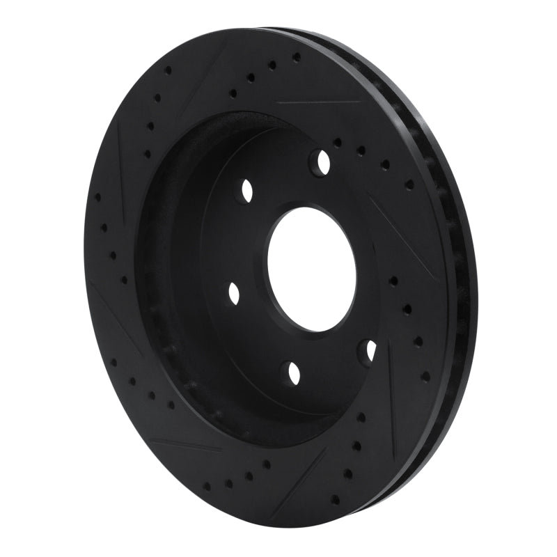 R1 04-05 Infiniti QX56 Front Right Drilled & Slotted Black Brake Rotor