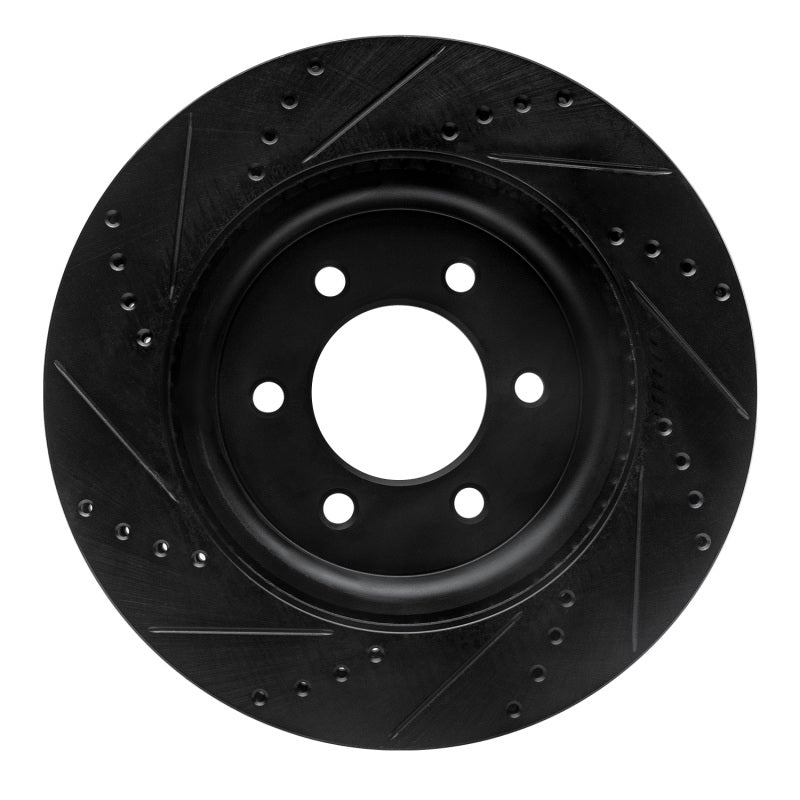 R1 2021-2025 Ford F-150 4WD Front Right Drilled & Slotted Black Brake Rotor