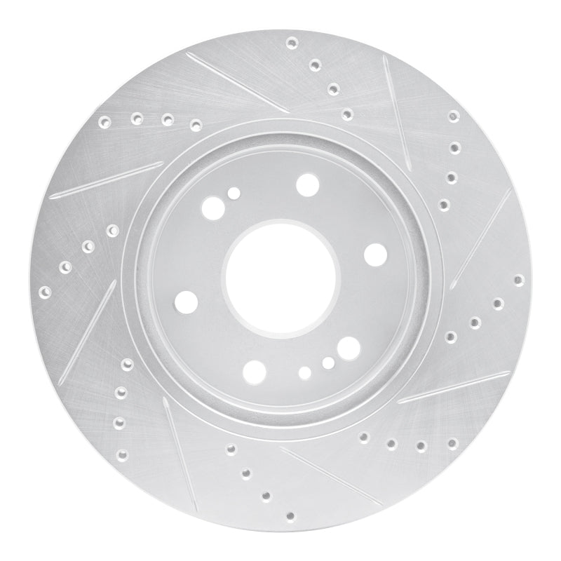 R1 2019-2026 Cadillac Vistiq Front Left Drilled & Slotted Silver Brake Rotor