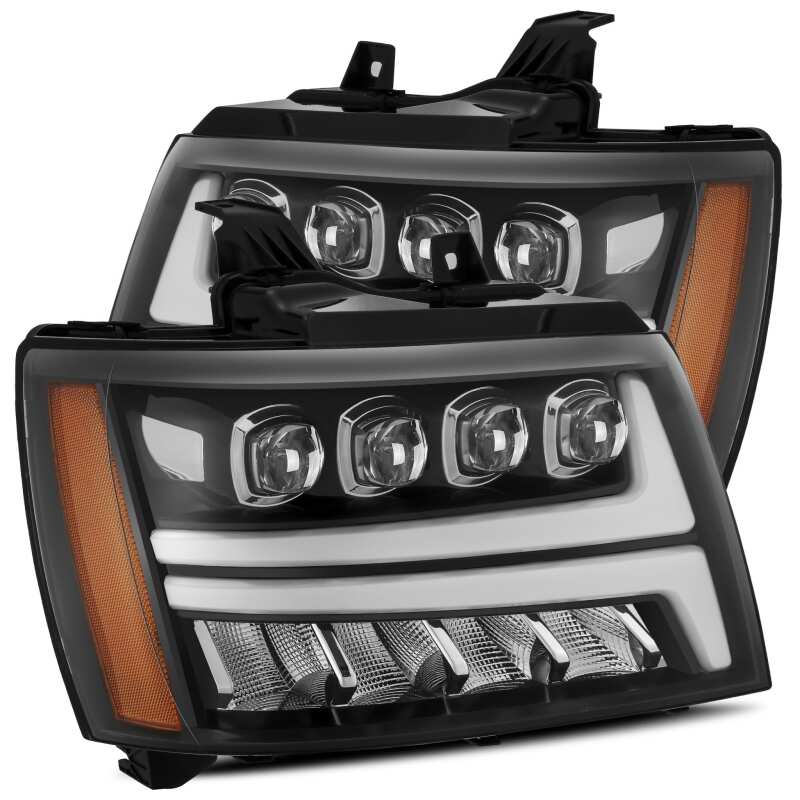 AlphaRex PRO-Series projector headlights for 2007-2013 Toyota Tundra and 2008-2017 Sequoia in chrome finish with sequential signals.