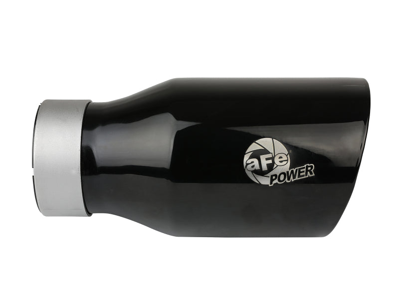 Black aFe MACH Force-Xp universal exhaust tip with a 3-inch inlet, 4.5-inch outlet, and 9-inch length for enhanced performance.