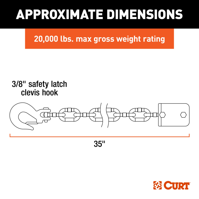 CURT CrossWing 5th Wheel Safety Chain Assembly Model 16613