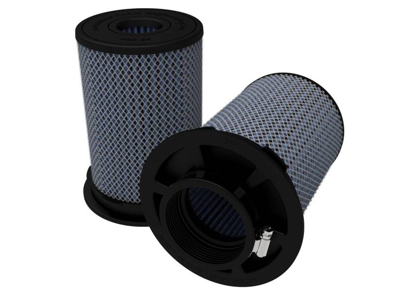 aFe MagnumFLOW Pro 5R air filters featuring a blue mesh design, designed for improved airflow and engine performance.
