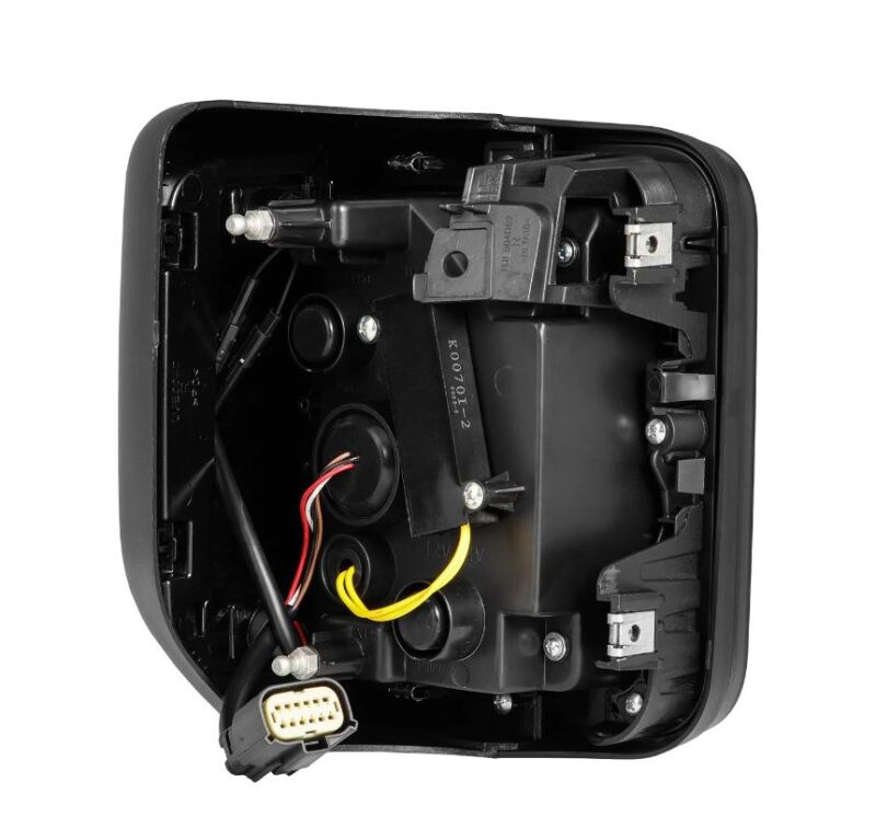 AlphaRex Jeep Gladiator JT Nova-Series prismatic LED tail light in alpha-black, showcasing rear wiring and connectors.