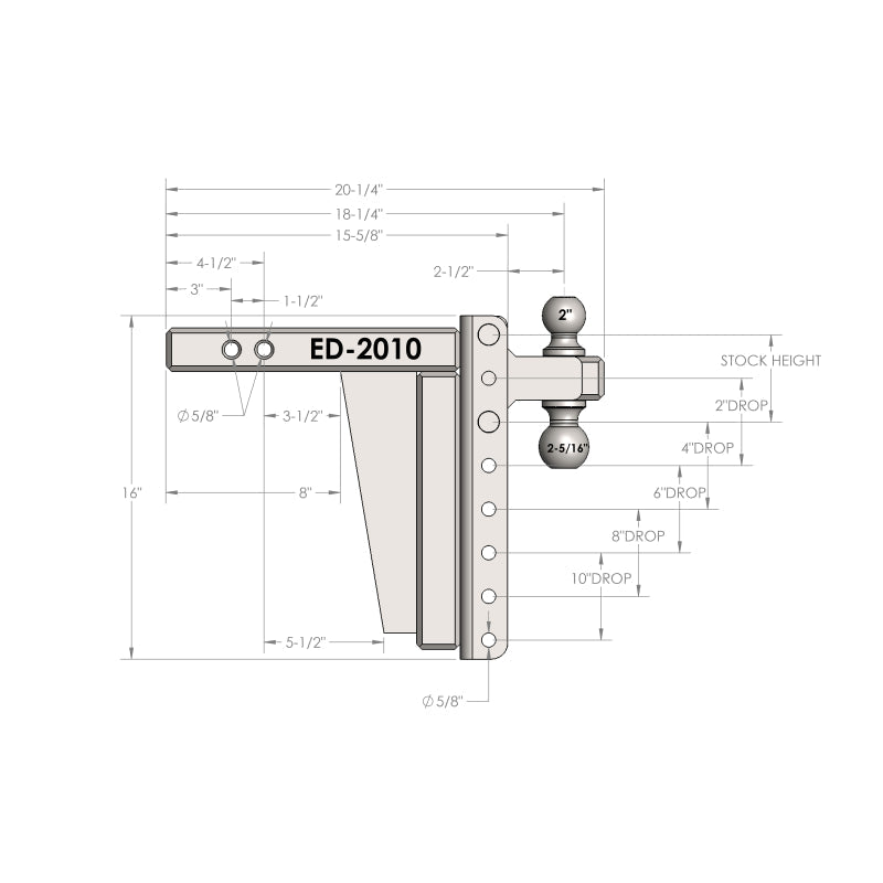 BulletProof Hitches 2.0" Extreme Duty 10" Drop/Rise Hitch Model ED2010