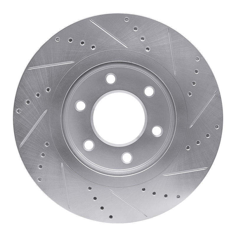 R1 07-24 Infiniti QX56 Front Left Drilled & Slotted Silver Brake Rotor