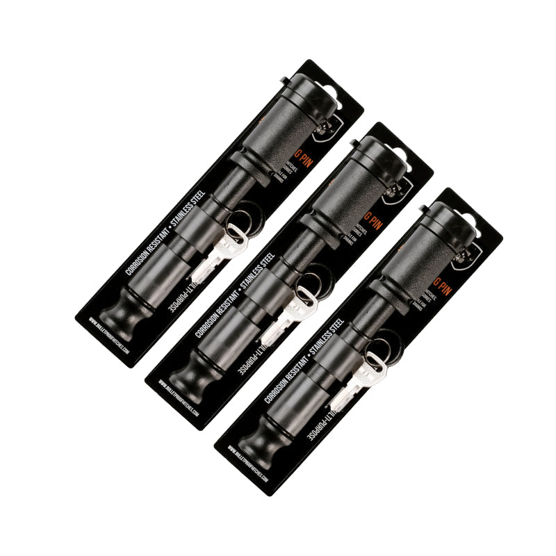 BulletProof Hitches Black Ops 5/8" Locking Pin, 3-Pack Keyed Alike Model BLACKBPLP3