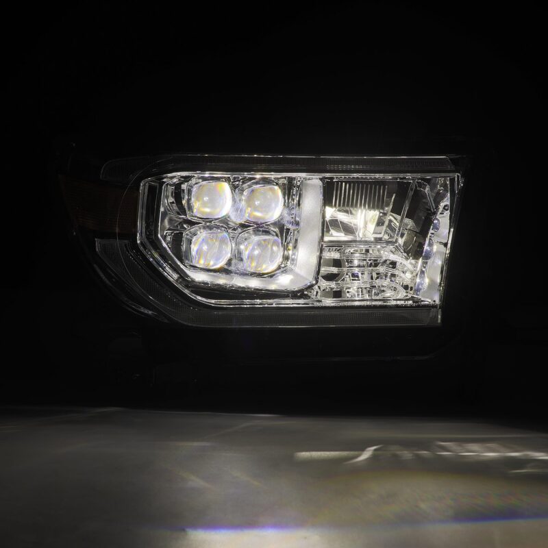 AlphaRex NOVA LED projector headlights for 07-13 Toyota Tundra and 08-17 Sequoia with chrome finish and sequential signal.
