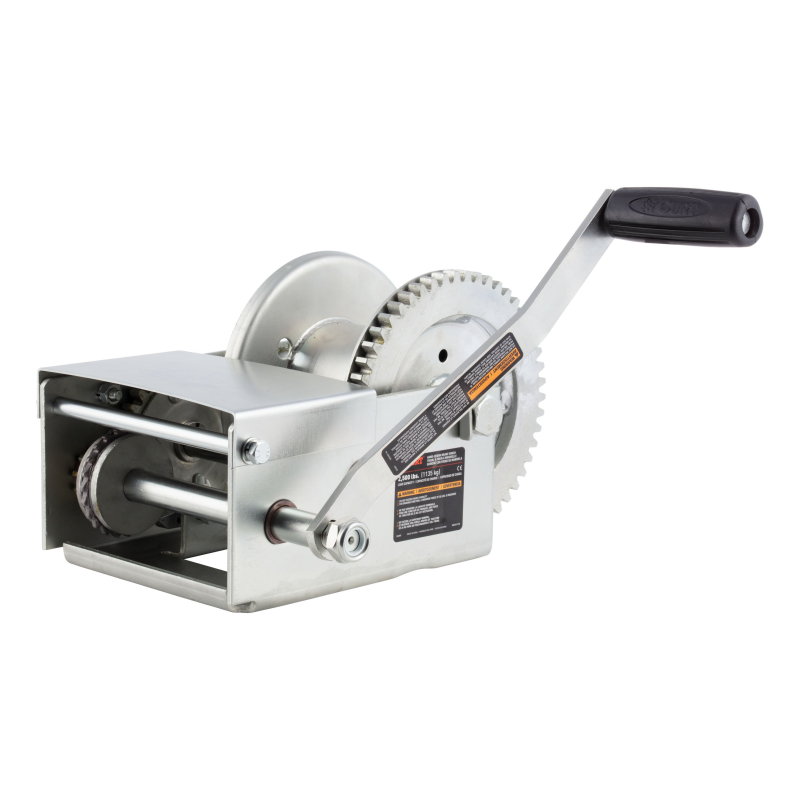 CURT Hand-Crank Brake Winch, 2,500 lbs, 15.8:1 Gear Ratio, 10.6" Handle Model 29625
