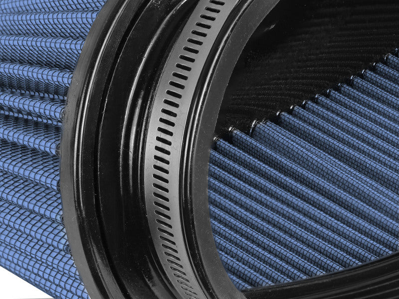 afe Magnum FORCE replacement air filter featuring a blue pleated design and a black rubber frame for optimal airflow.