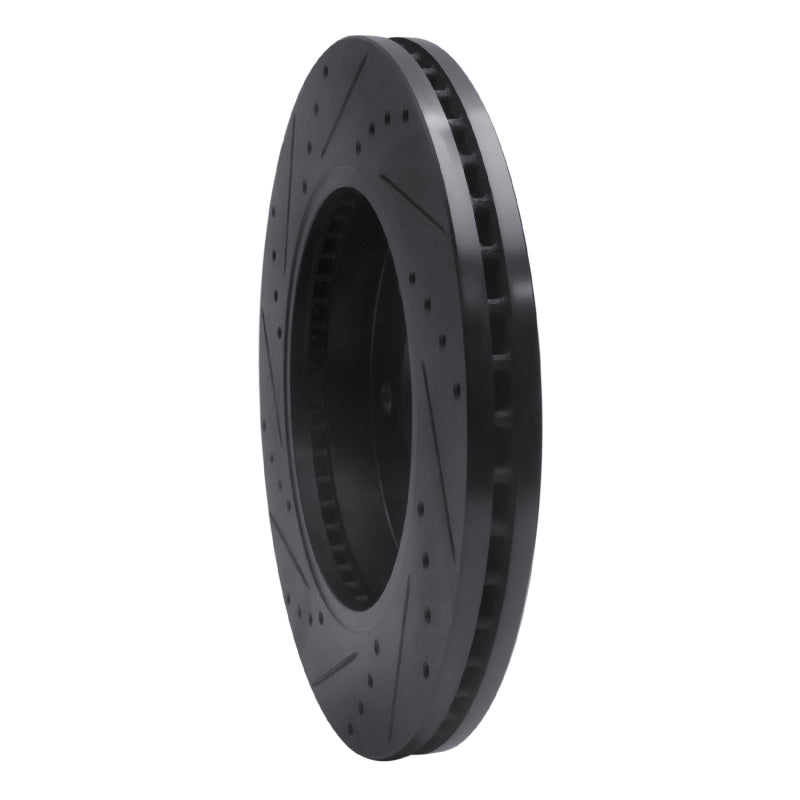 R1 04-08 Ford F-150 4WD Front Right Drilled & Slotted Black Brake Rotor