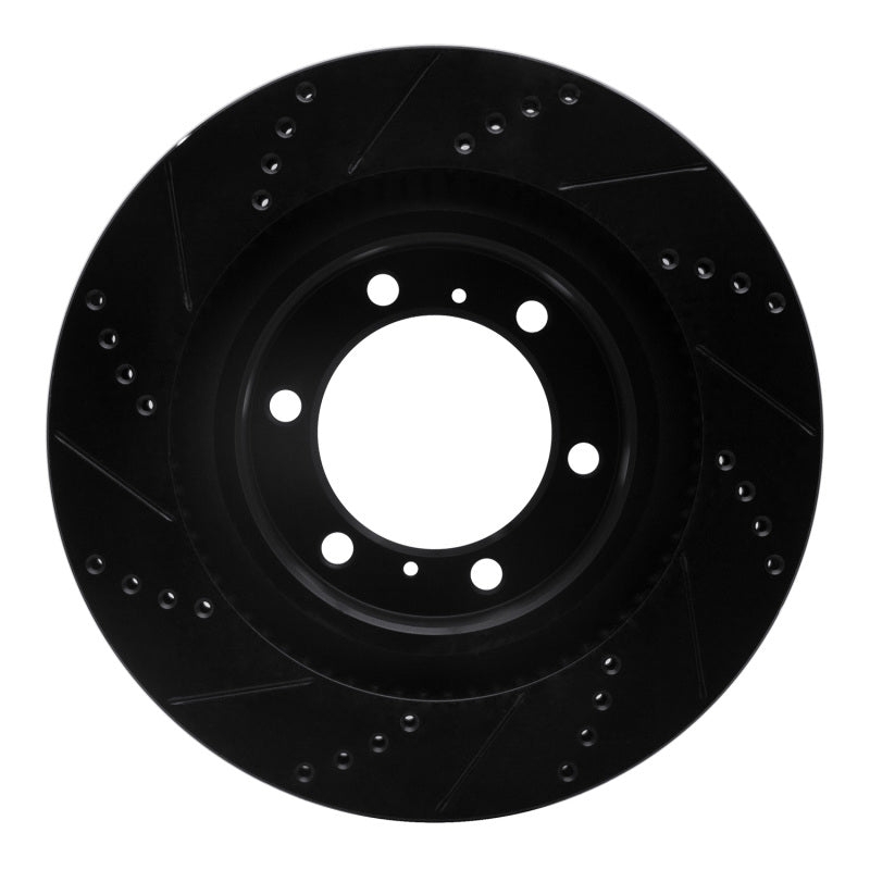 R1 10-24 Lexus GX460 Front Right Drilled & Slotted Black Brake Rotor