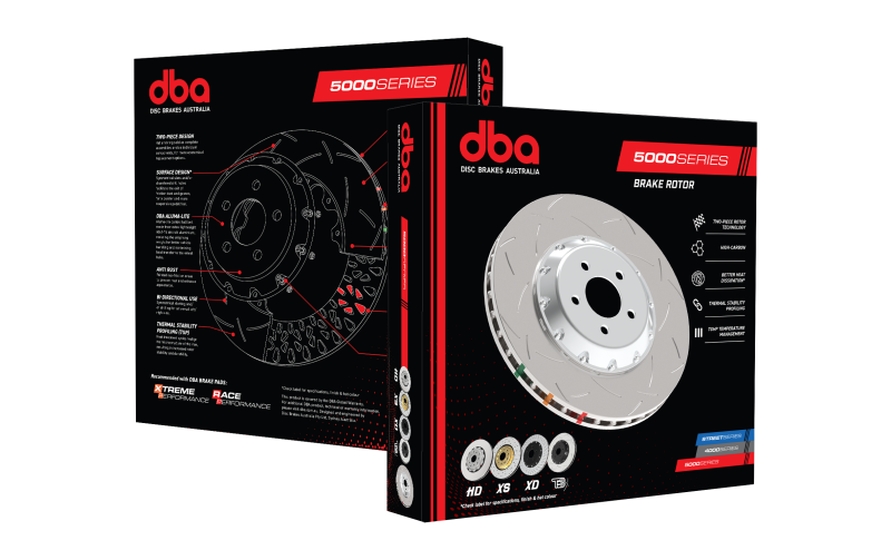 DBA 94-04 Ford Mustang Cobra Models Front 5000 Series Slotted Rotor w/Black Hat