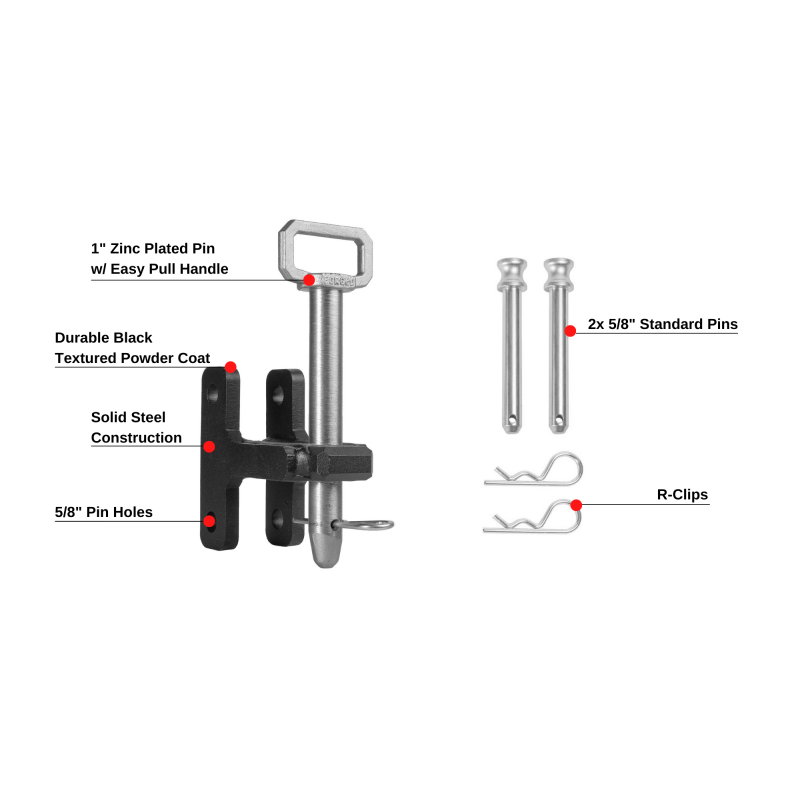 BulletProof Hitches Heavy Duty Single Tang Clevis with 1" Pin Model SINGLETANG