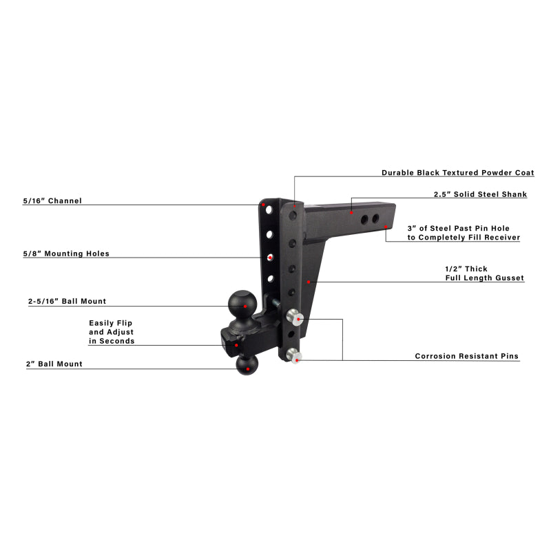 BulletProof Hitches 2.5" Heavy Duty 8" Drop/Rise Hitch Model HD258