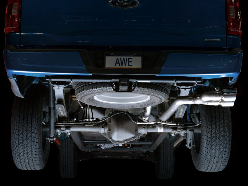 AWE Tuning 0FG 21+ Ford F150 Dual Side Exit Cat-Back Exhaust- 4.5in Chrome Silver Tips