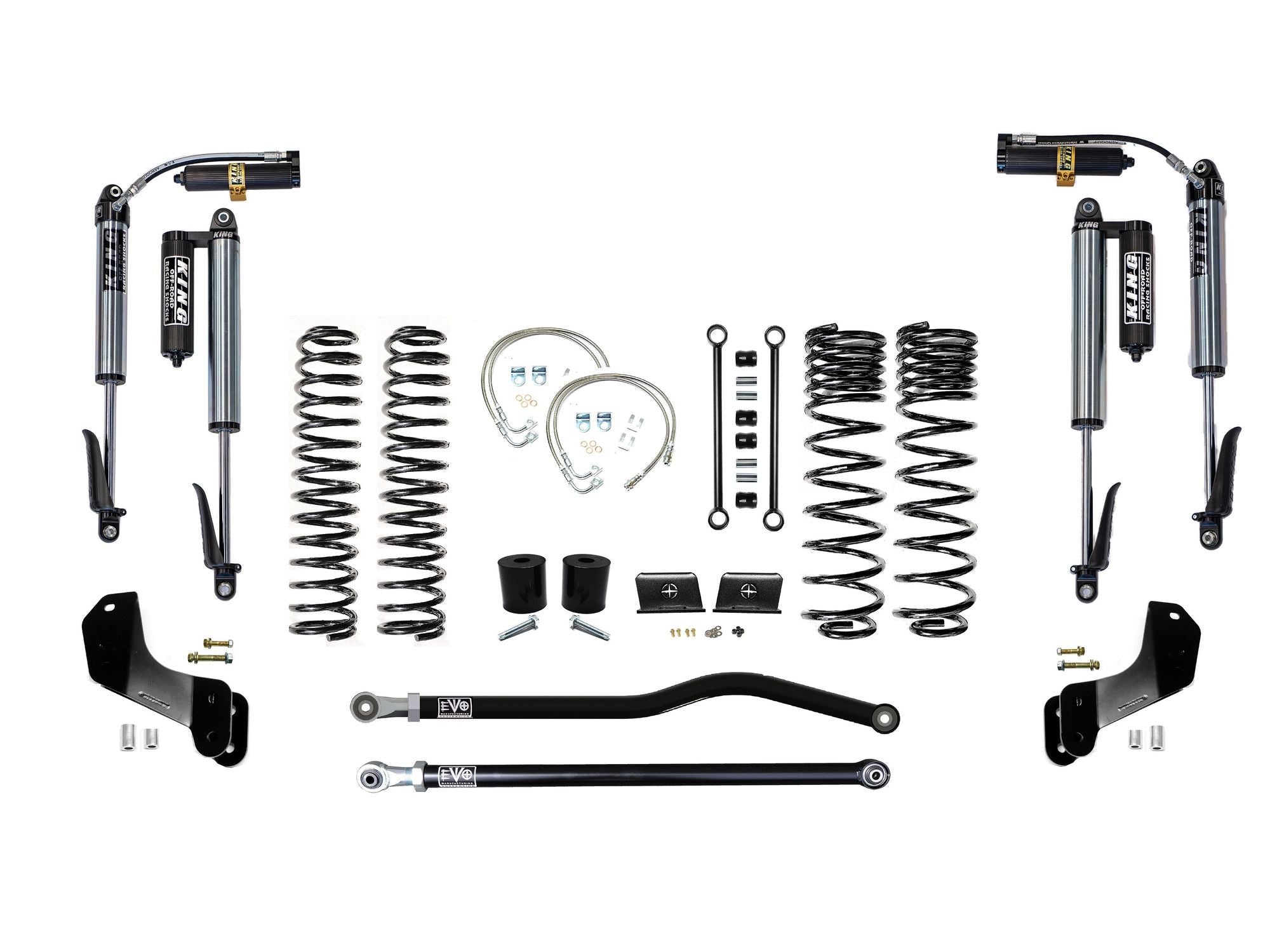 VARIANT  EVO-3061S1HDPKB  STAGE 1 Overland  King 2.5” Shocks Custom Black  Front / Rear Track Bars
