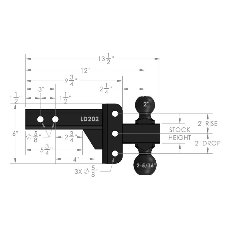 BulletProof Hitches 2.0" Light Duty 2" Drop/Rise Hitch Model LD202