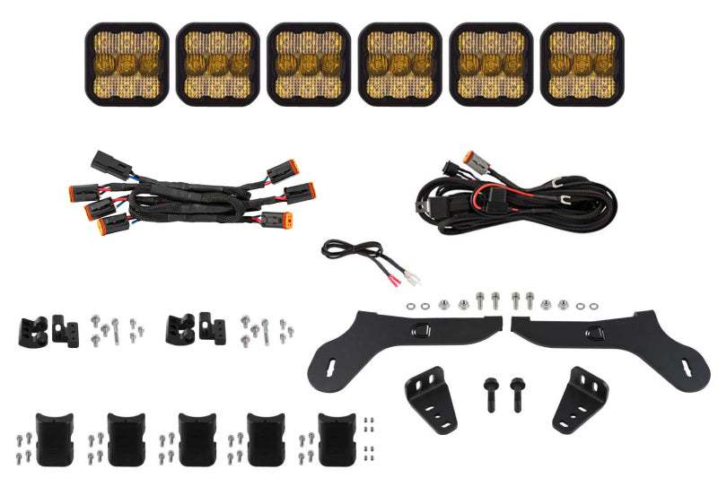 Diode Dynamics 17-20 Ford Raptor SS5 Grille CrossLink Lightbar Kit - Sport Yellow Combo