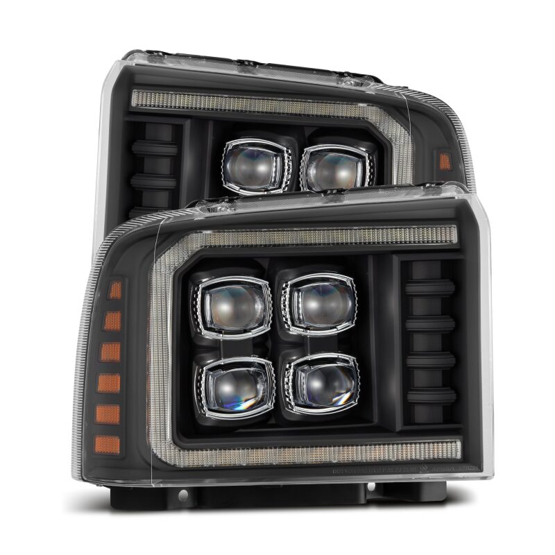 AlphaRex NOVA LED projector headlights for 05-07 Ford Super Duty with sequential signal and daytime running lights.