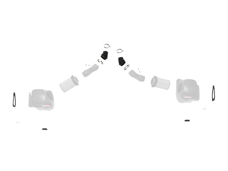 AFE Momentum Replacement Coupling and Trim Kit components, including hoses, clamps, and filters for enhanced vehicle performance.