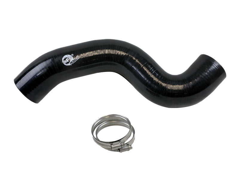 afe BladeRunner intercooler coupling kit for Ford diesel trucks, featuring a black silicone hose and a metal clamp.