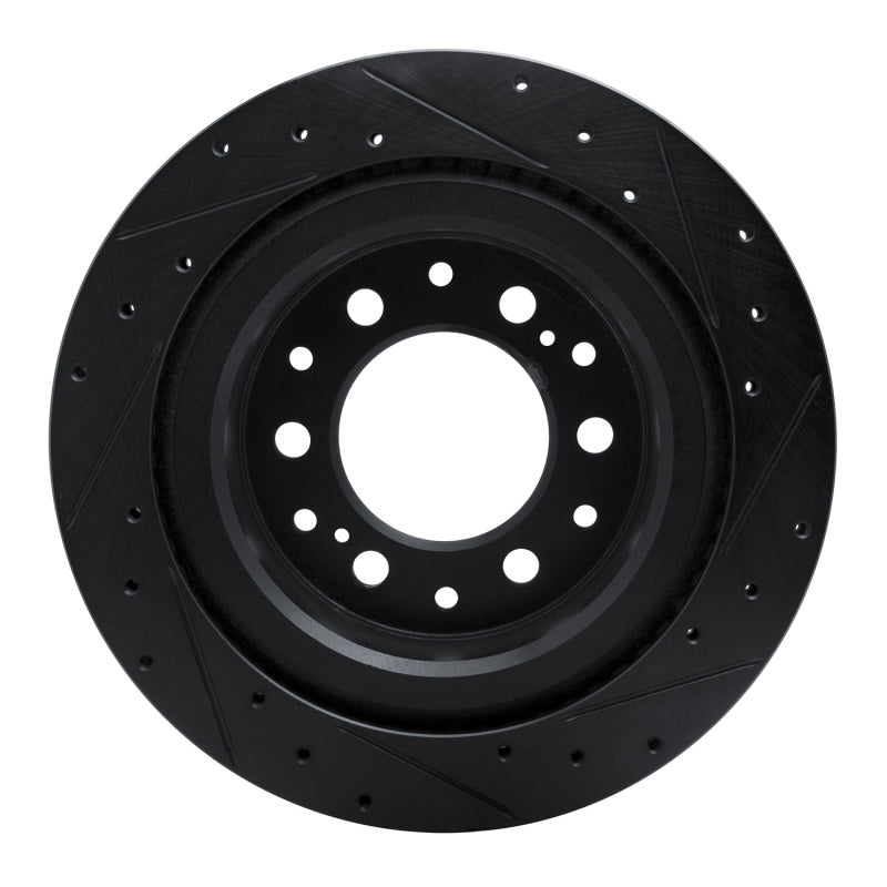 R1 2022-2025 Lexus GX550 Rear Left Drilled & Slotted Black Brake Rotor
