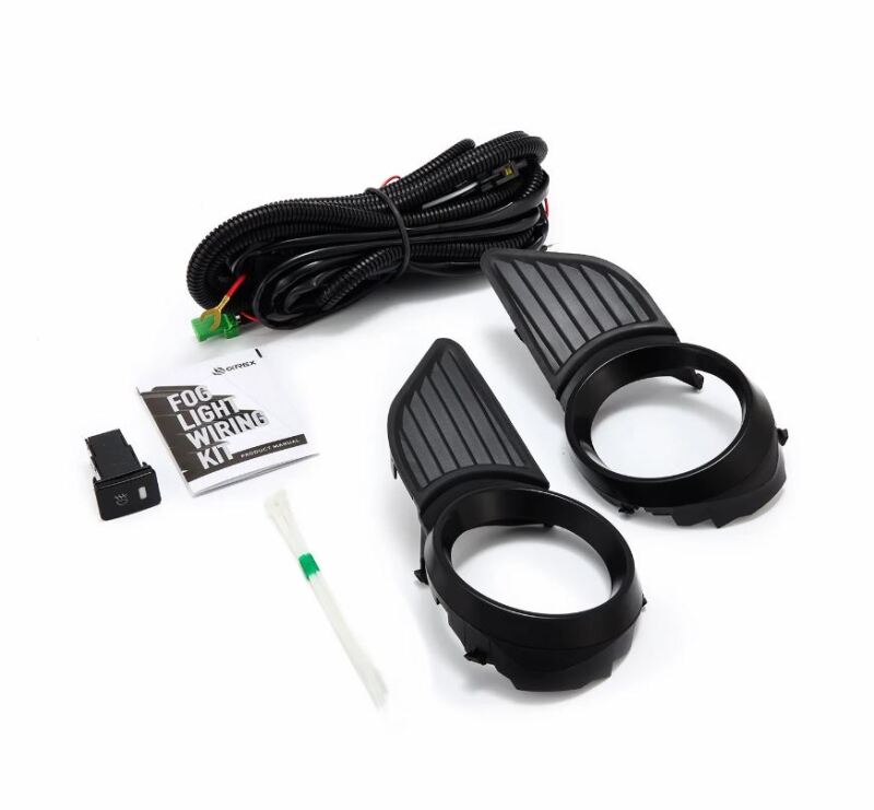 AlphaRex bezel and wiring kit for 11-16 Toyota Sienna, designed for fog light installation without fog lights included.