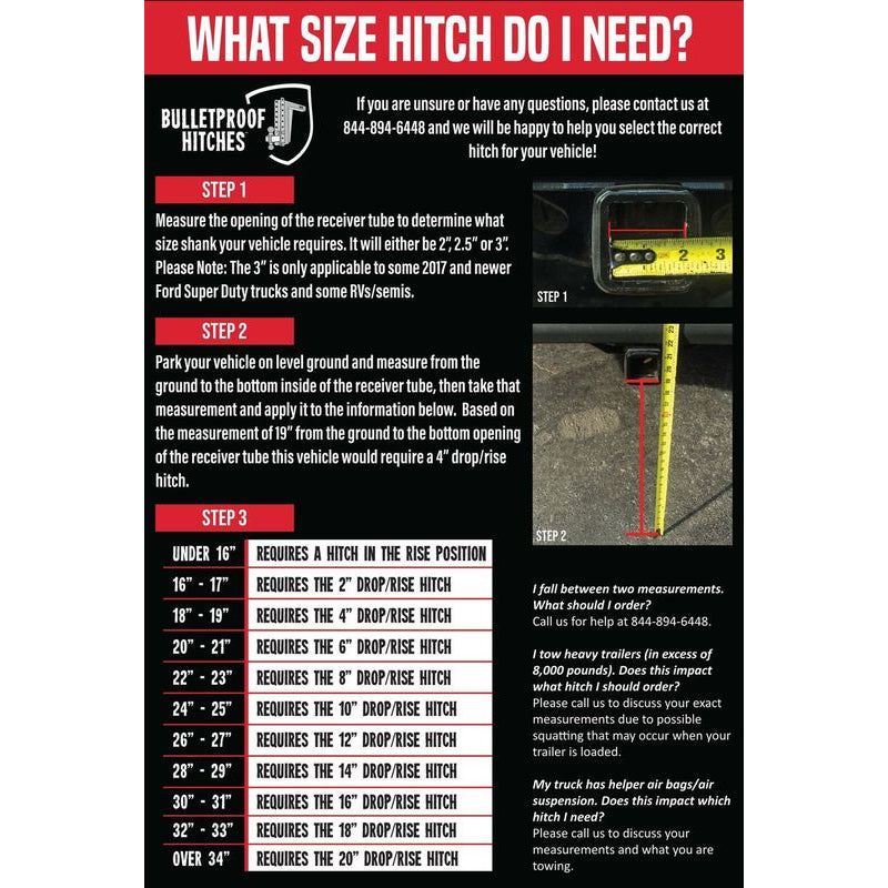 BulletProof Hitches 2.5" Heavy Duty 10" Drop/Rise Hitch Model HD2510