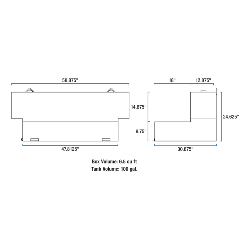 UWS Matte Black Hammerhead-Style 100-Gallon L-Shape Steel Transfer Tank Model ST-100HH-MB