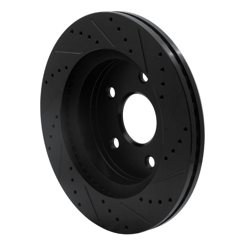 R1 02-24 Chrysler ASPEN Front Left Drilled & Slotted Black Brake Rotor