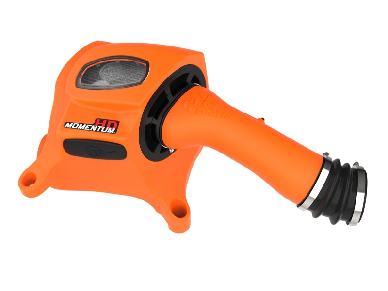 afe Momentum sealed intake system for Toyota Land Cruiser J200 (2008-2021) V8-4.5L, featuring an orange housing and intake tube.