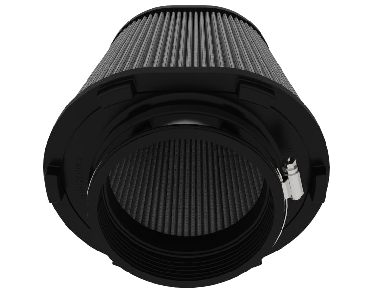 afe Magnum FORCE replacement air filter with a cylindrical design, featuring a pleated filter media for improved airflow.