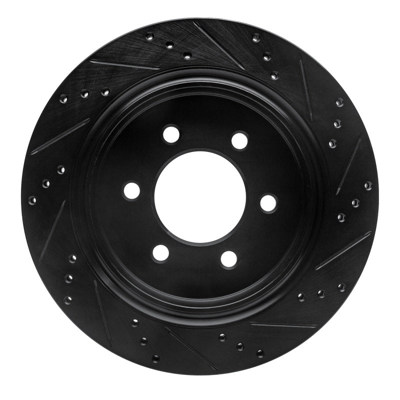 R1 15-17 Ford F-150 4WD Rear Left Drilled & Slotted Black Brake Rotor