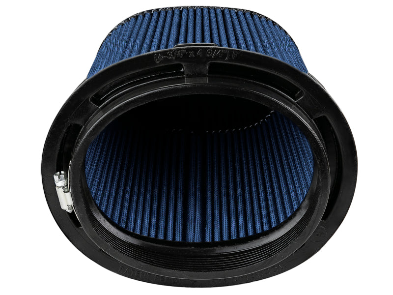 Afe Momentum replacement air filter with a cylindrical design, featuring a blue filter element and black housing.