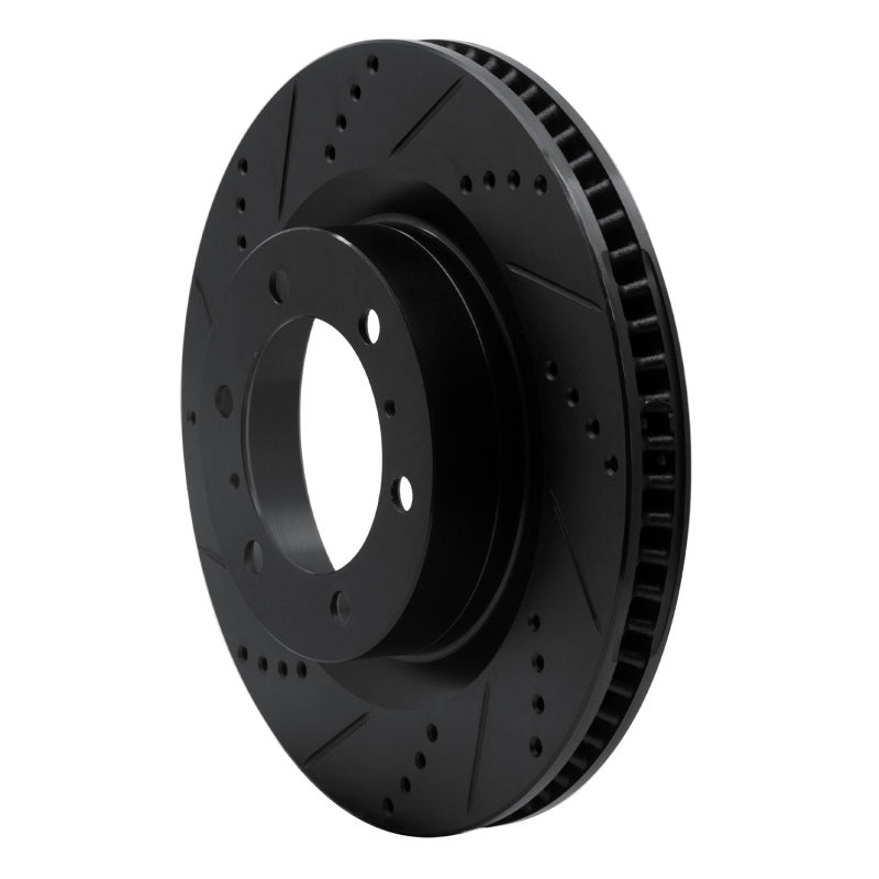 R1 10-24 Lexus GX460 Front Left Drilled & Slotted Black Brake Rotor