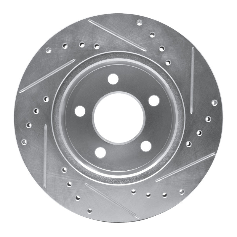 R1 90-99 Jeep Cherokee Front Left Drilled & Slotted Silver Brake Rotor