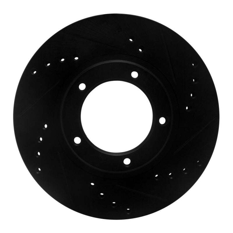 R1 95-04 Toyota Tacoma Front Right Drilled & Slotted Black Brake Rotor