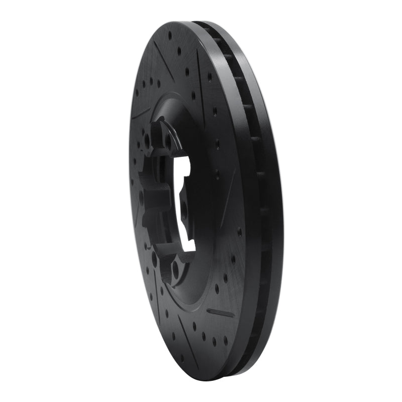 R1 04-08 Chevrolet Colorado Front Right Drilled & Slotted Black Brake Rotor