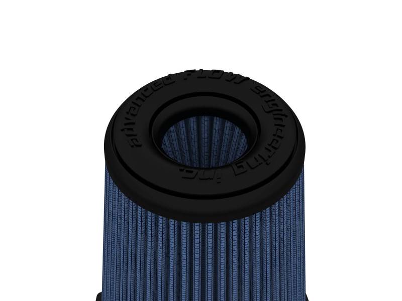 aFe Magnum FLOW Pro 5R Air Filters with inverted design, featuring a blue filter media and black rubber base for enhanced airflow.