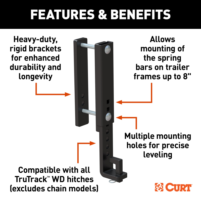 CURT TruTrack™ Heavy-Duty 8" Adjustable Support Brackets Model 17518