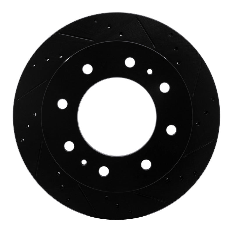 R1 11-25 Chevrolet Silverado 3500 HD Rear Right Drilled & Slotted Black Brake Rotor