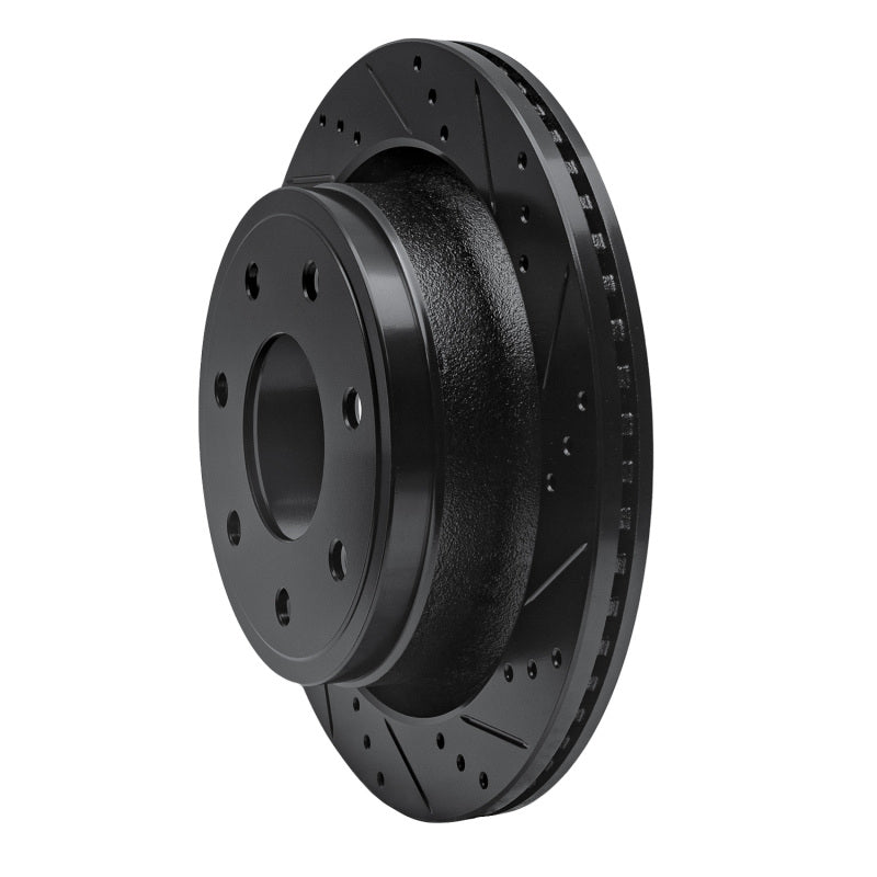 R1 12-14 Ford F-150 RWD Rear Right Drilled & Slotted Black Brake Rotor