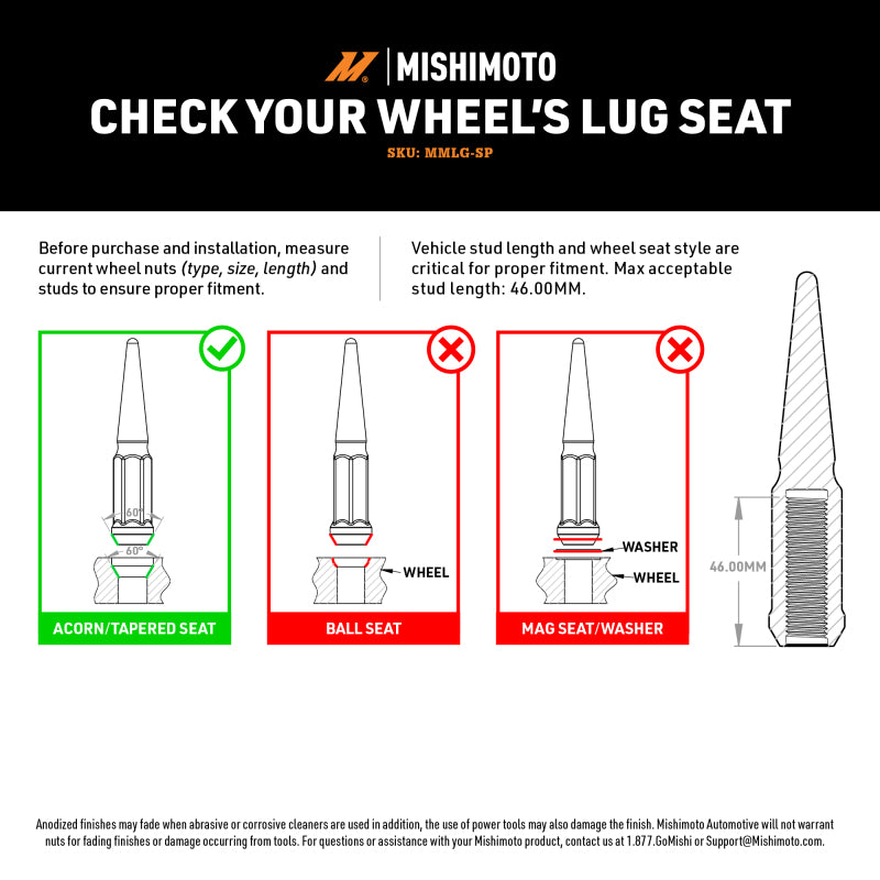 Mishimoto Mishimoto Steel Spiked Lug Nuts M14 x 1.5 24pc Set Blue