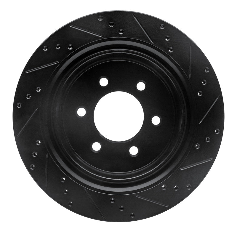R1 12-20 Ford F-150 4WD Rear Left Drilled & Slotted Black Brake Rotor